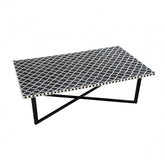 Maaya Bone Inlay Rectangular Coffee Table Black Geometric